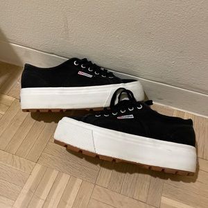 Black platform Superga sneakers